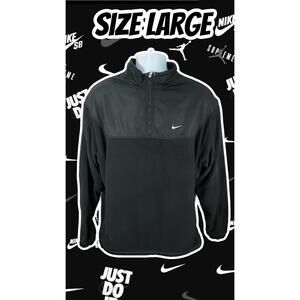 Nike Mens Large Jacket Quarter Zip Black Running Mock Neck Pullover